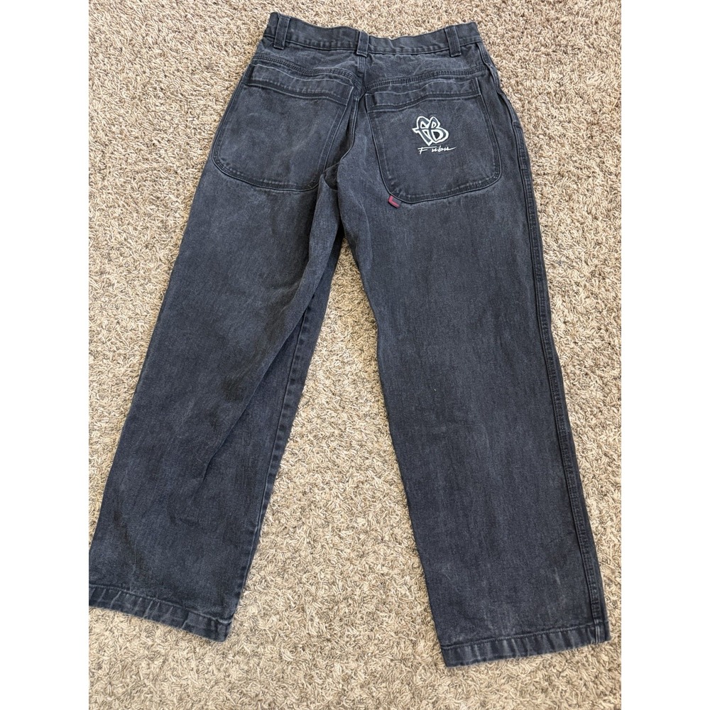 Vintage Y2K Fubu Jeans Baggy Hip-Hop Rap Streetwear Black Mens Size 36x30